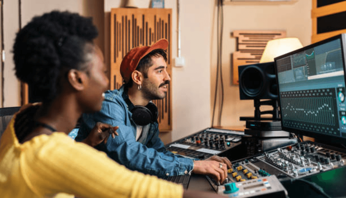 Man and woman in studio session