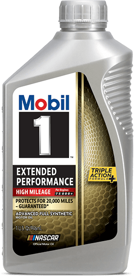 Bottle of Mobil 1 Extended Performance High Mileage Motor Oil