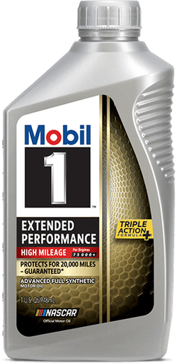 Bottle of Mobil 1 Extended Performance High Mileage Motor Oil