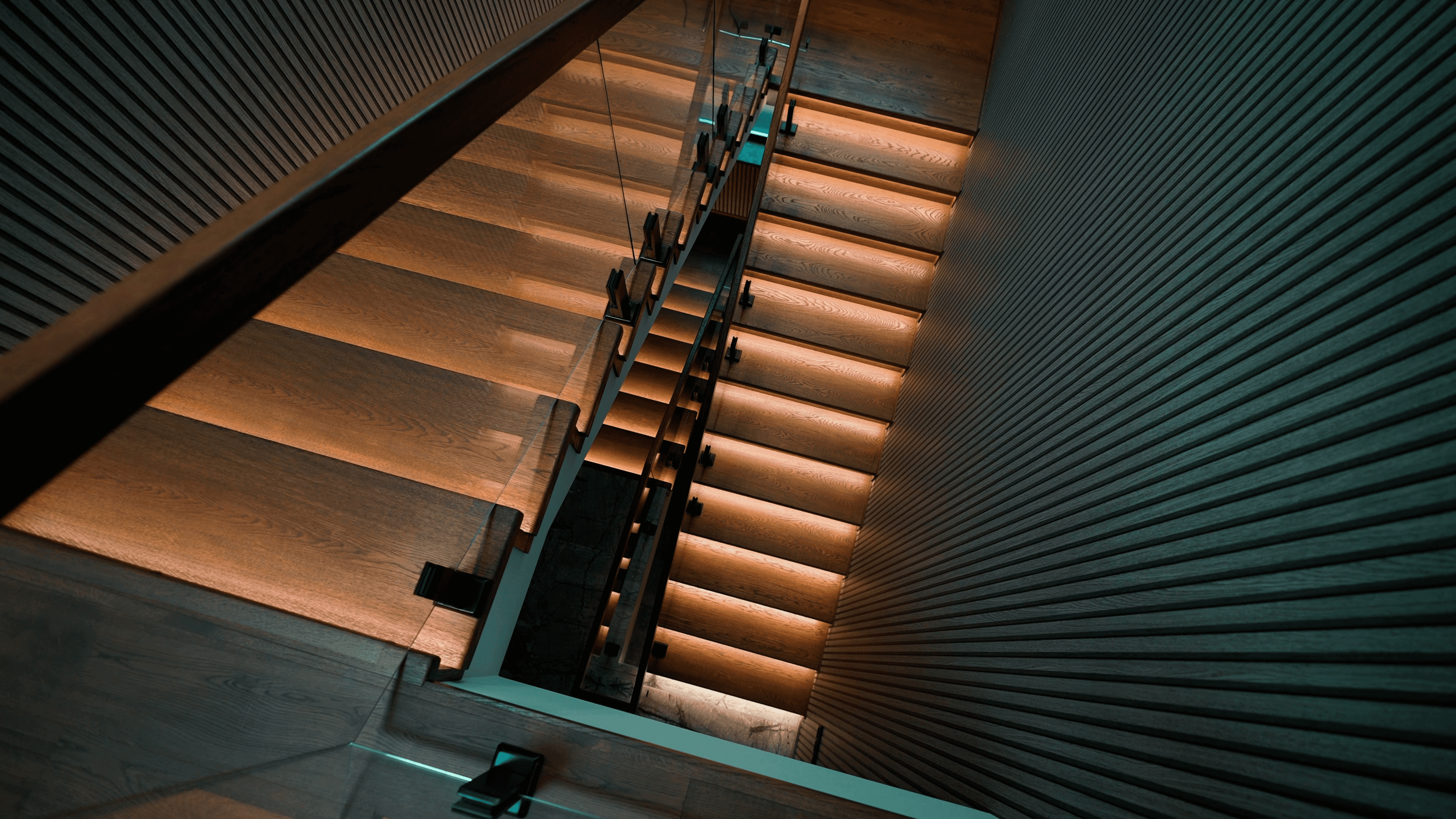 A beautiful staircase in an expensive house