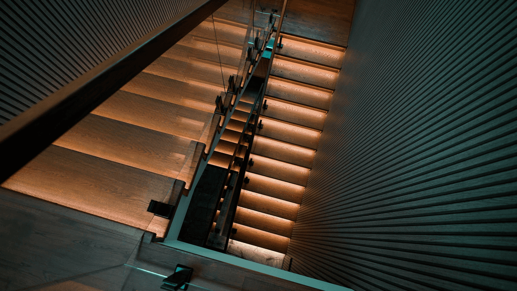 A beautiful staircase in an expensive house