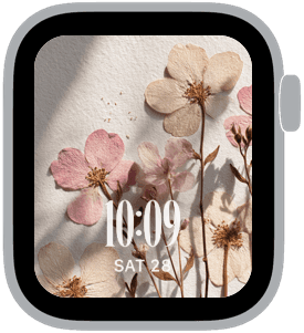 pressed petals Apple Watch face preview 1 featuring floral, summer, and spring.