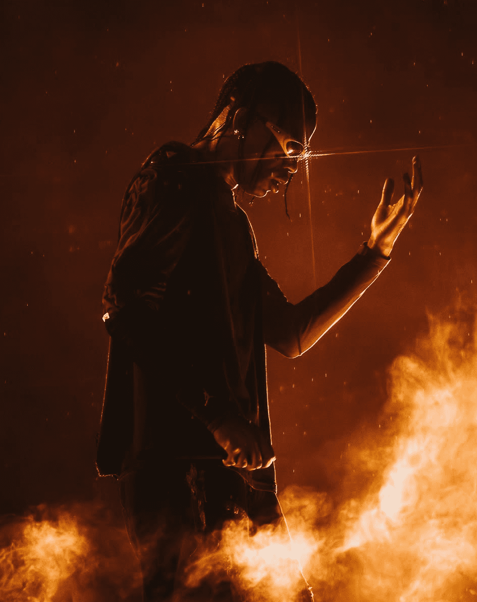 Travis Scott performing at a concert, photographed by Henry Hwu
