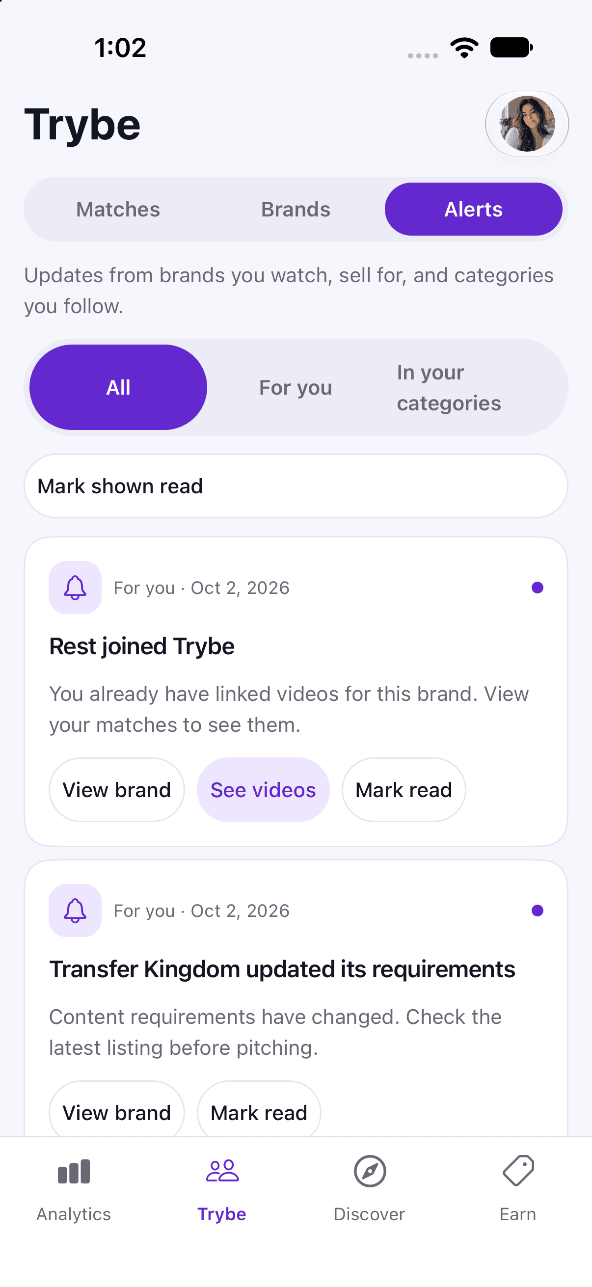 brand alerts — illustrative app preview