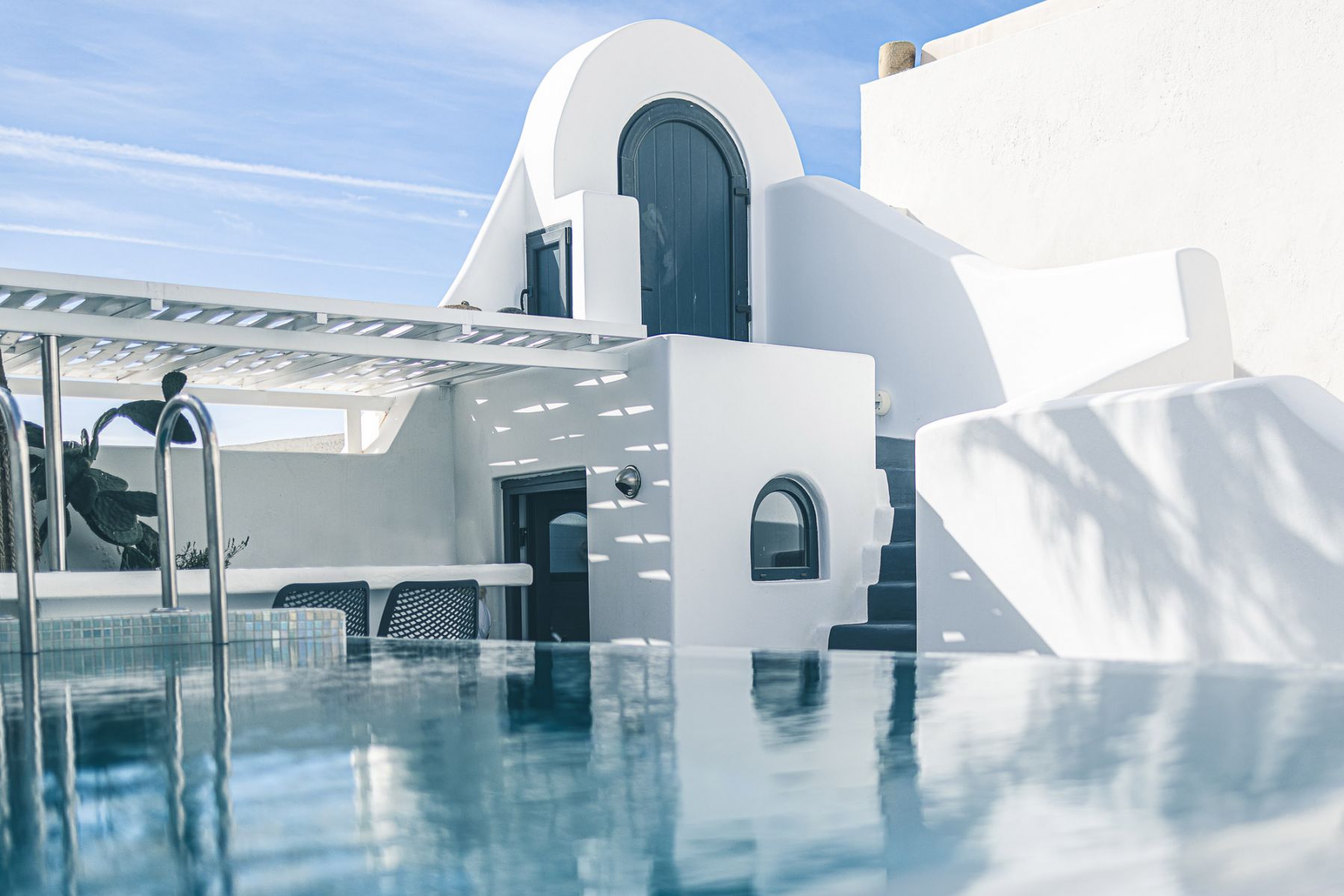 Private pool of our villa in santorini