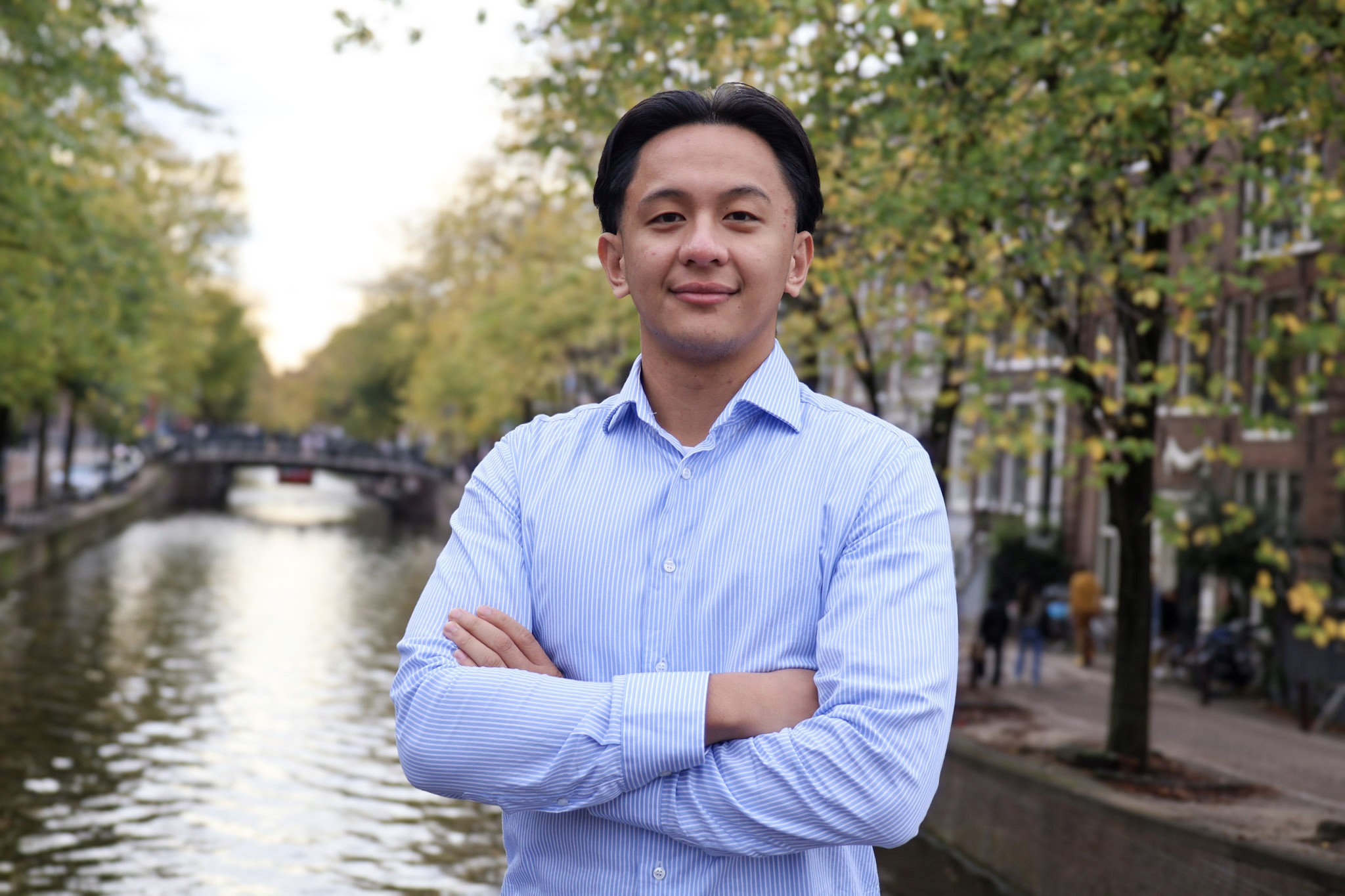 Two women laughing at work