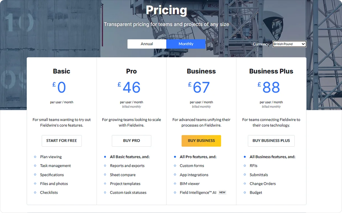 Fieldwire Pricing