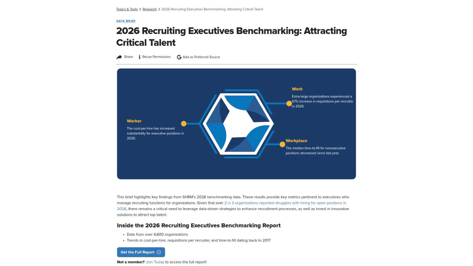 SHRM 2026 recruiting benchmarking data page