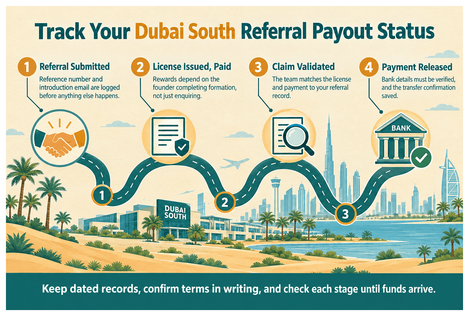 Infographic: How to Track Your Dubai South Referral Payout Status