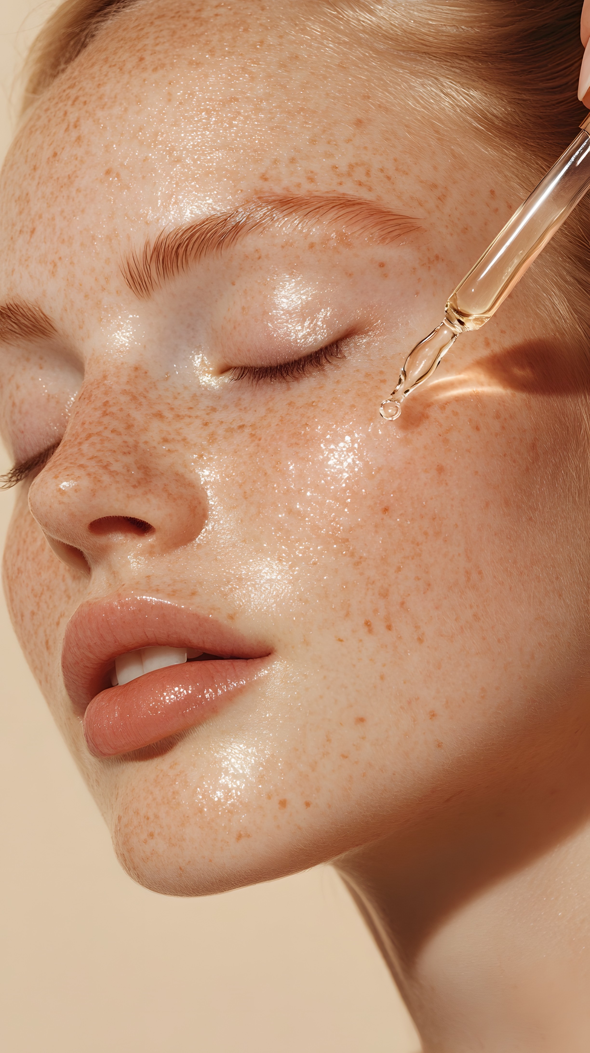Woman showing her face in the sun