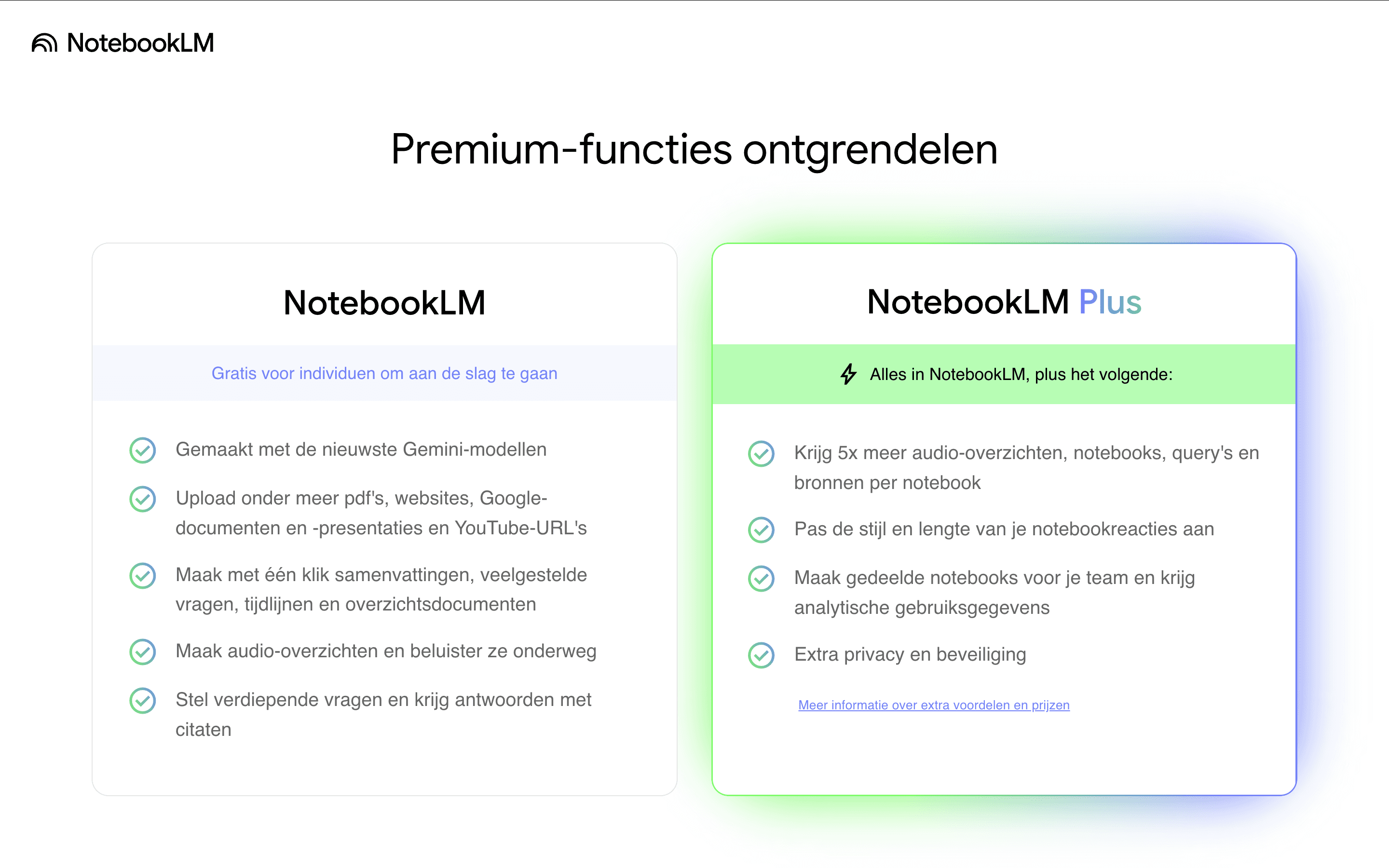 NotebookLM abonnementen