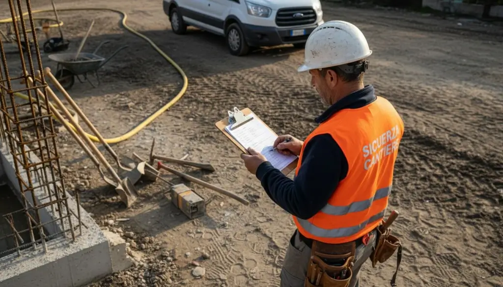 Il responsabile della sicurezza in cantiere verifica che tutte le norme vengano rispettate.
