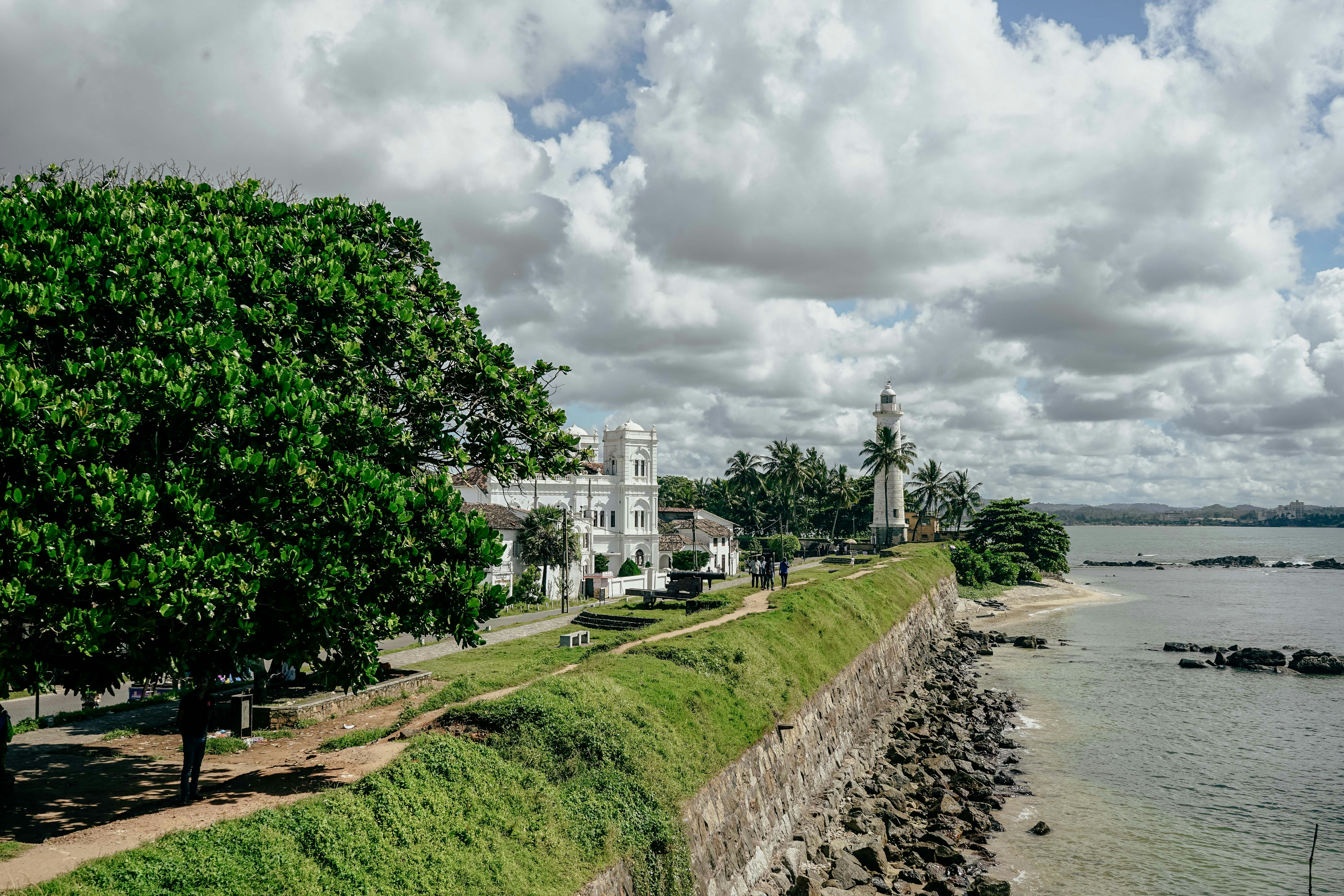 The historic Galle Fort ramparts overlooking the ocean in Sri Lanka