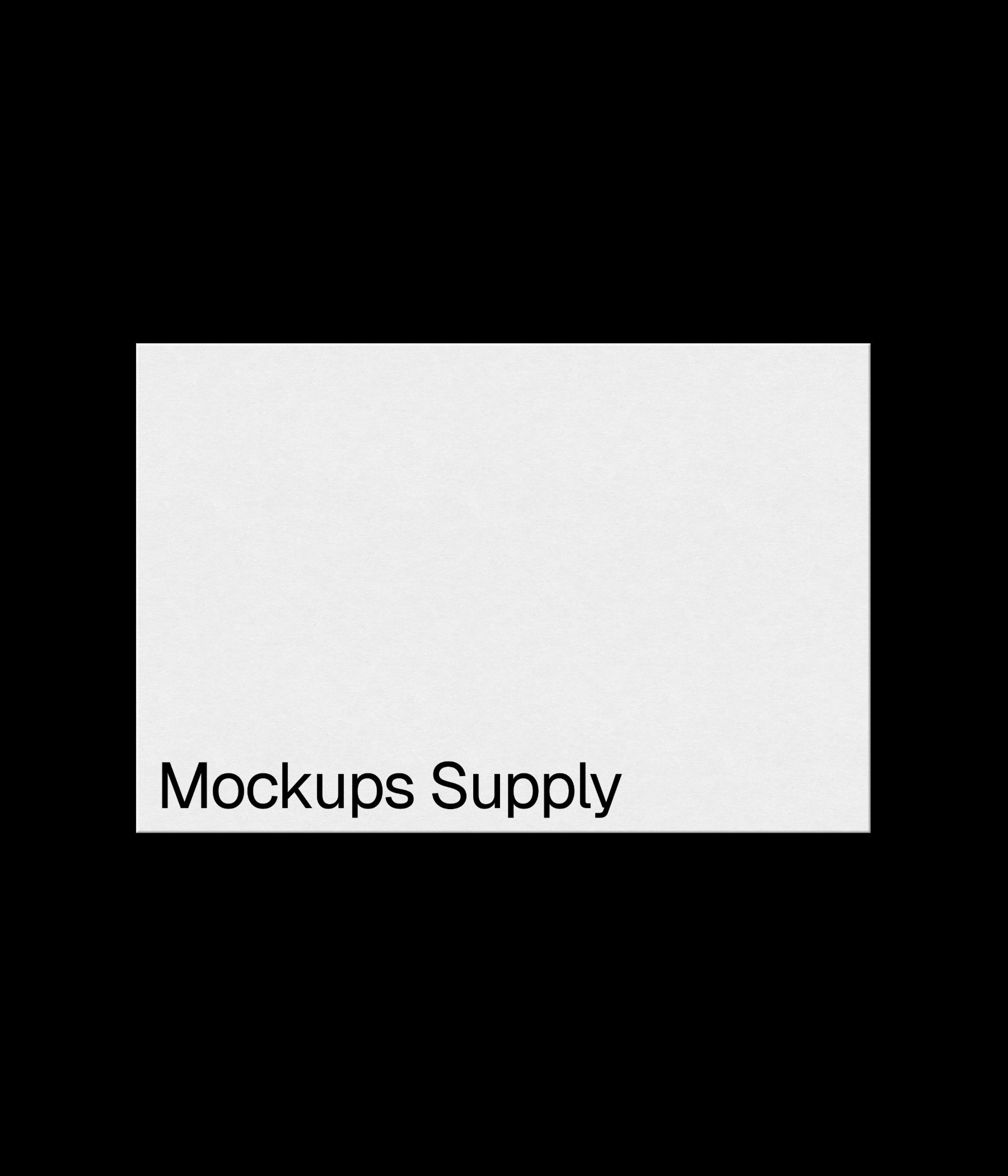 Poster mockup 3:2 landscape for Photoshop with debossed text effect, white poster on black background, clean minimal print and stationery branding presentation