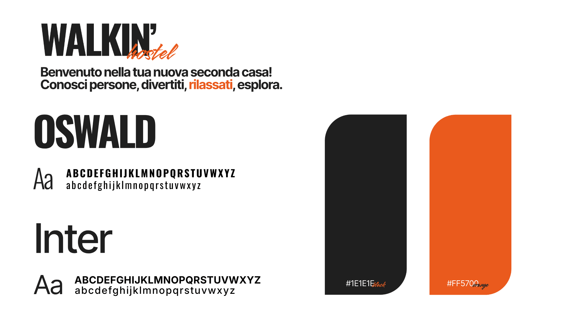 Walkin' hostel sito web palette e fonts