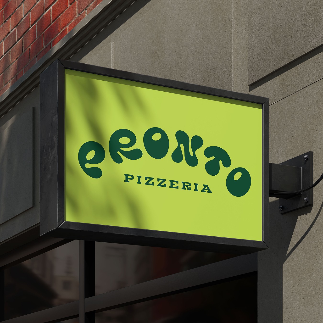 Pronto Pizzeria signage.