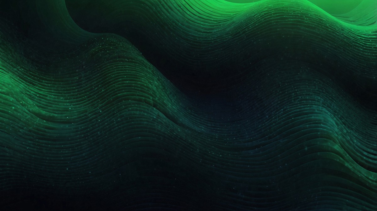 Dark green wave texture with particle details