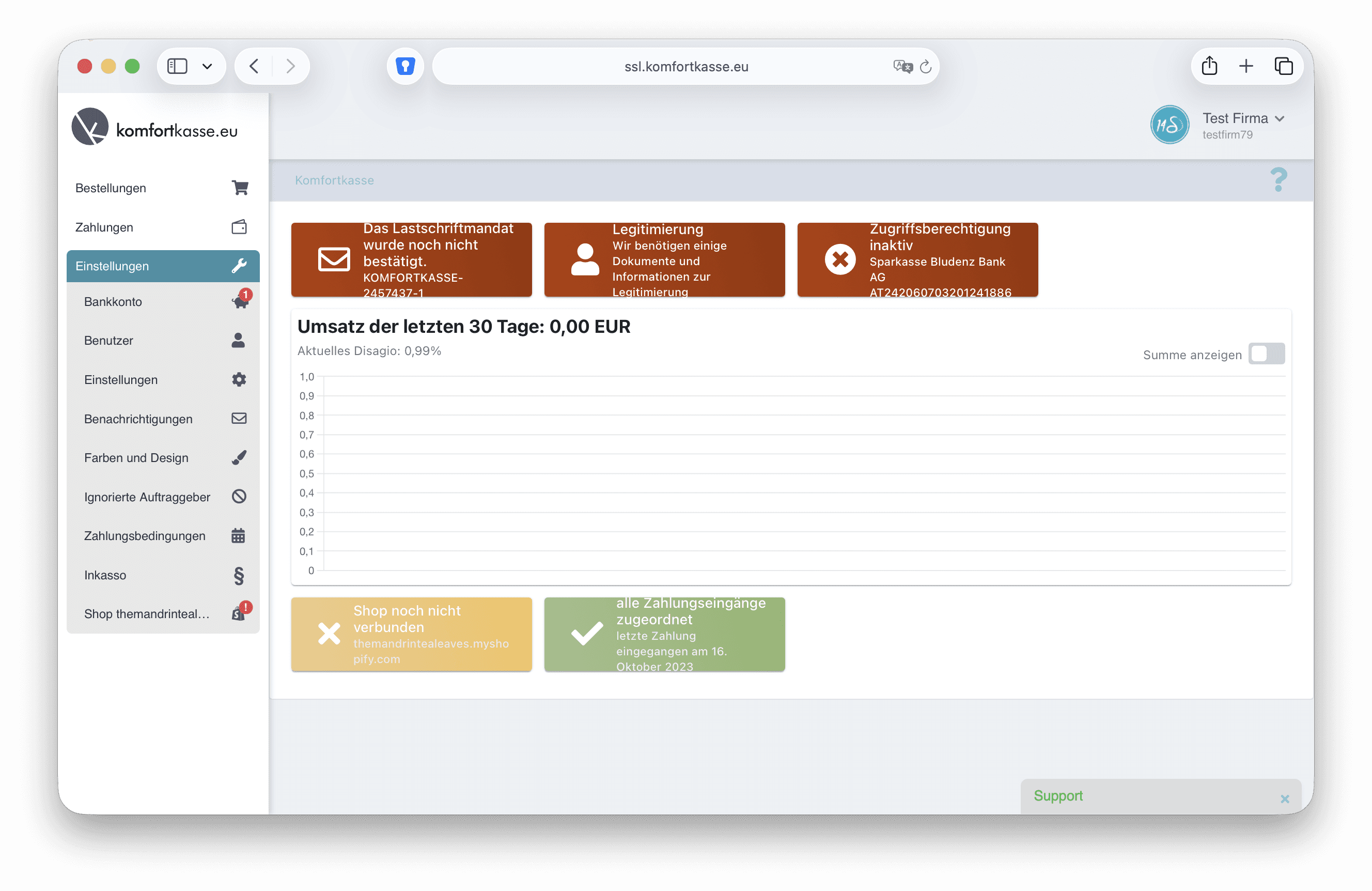 Komfortkasse Dashboard UI