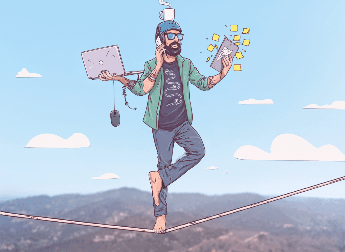 Product manager in a maze. Concept art 3D. Image for a blog post.
