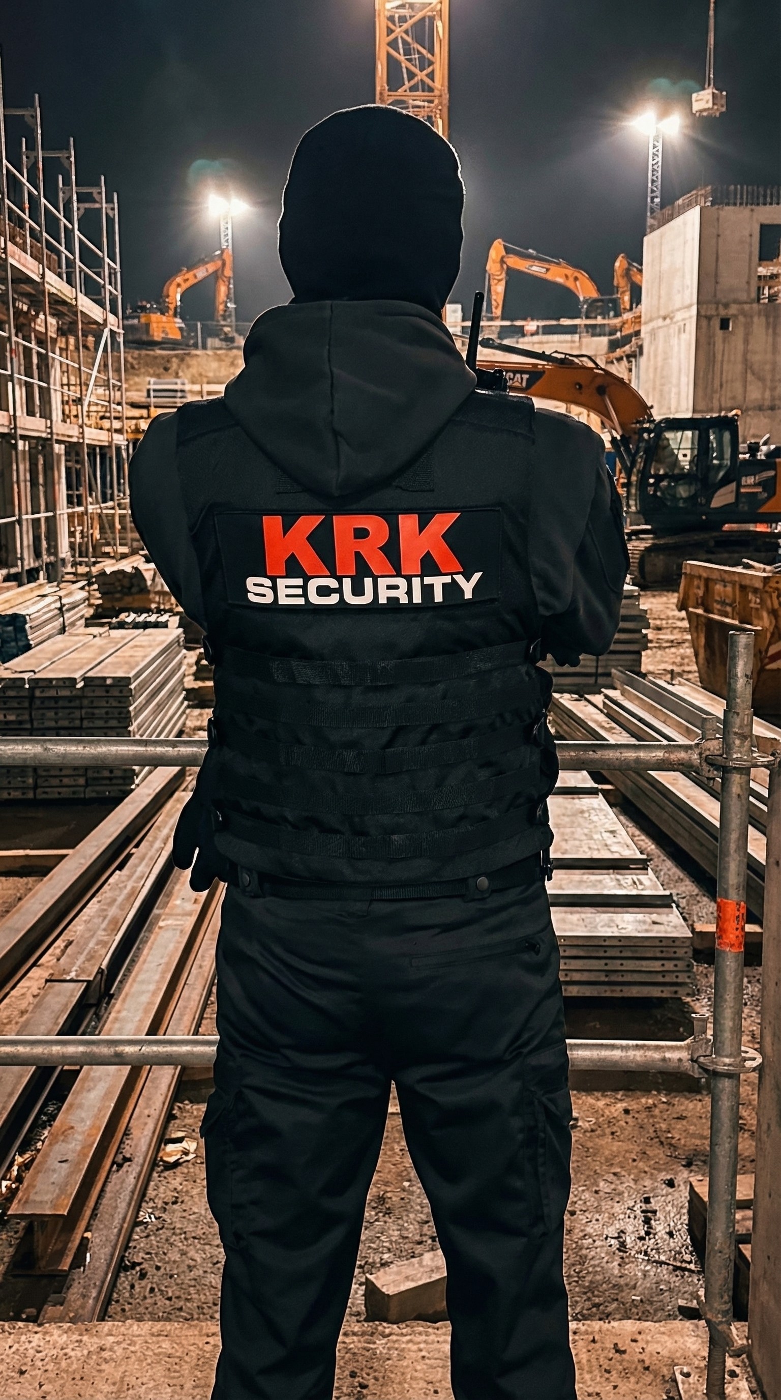 Agent KRK Security en surveillance de chantier la nuit à Genève