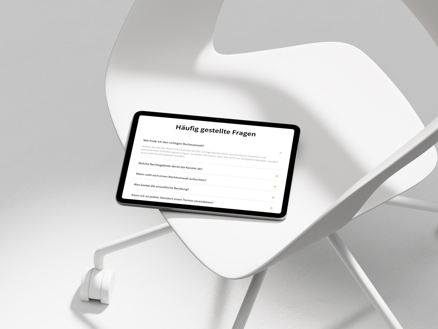 Ansicht Tablet "Häufig gestellte Fragen" Knarr&Knopp.