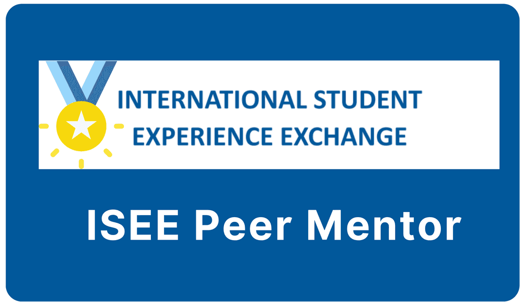 International Student Experience Exchange badge reading ISEE Peer Mentor