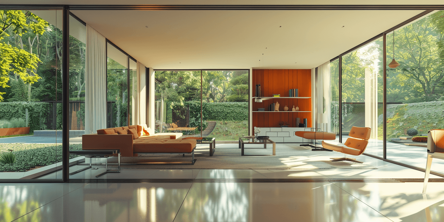 Modern interior with large windows