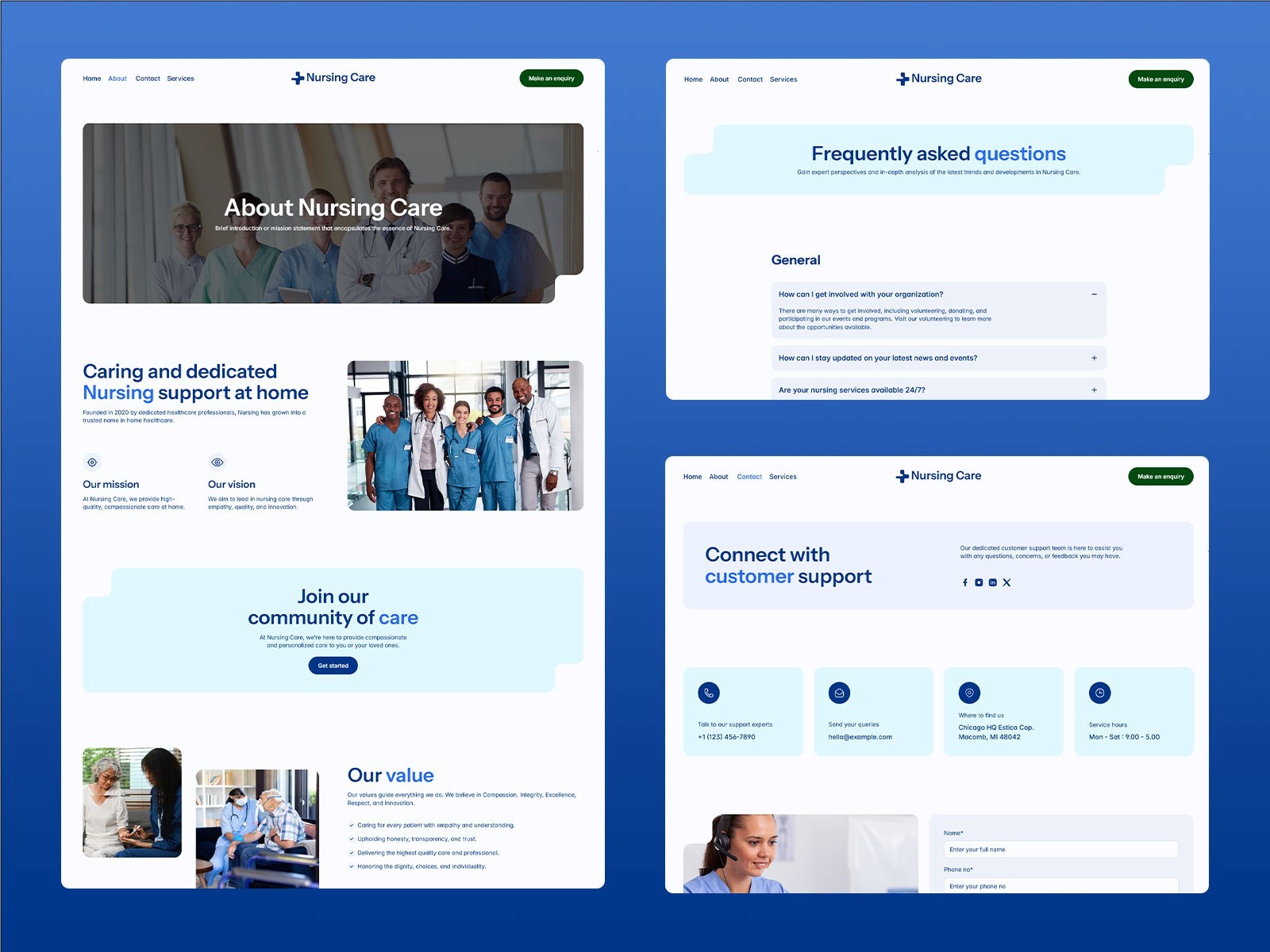 Nursing Care — 现代专业医疗健康网站设计灵感