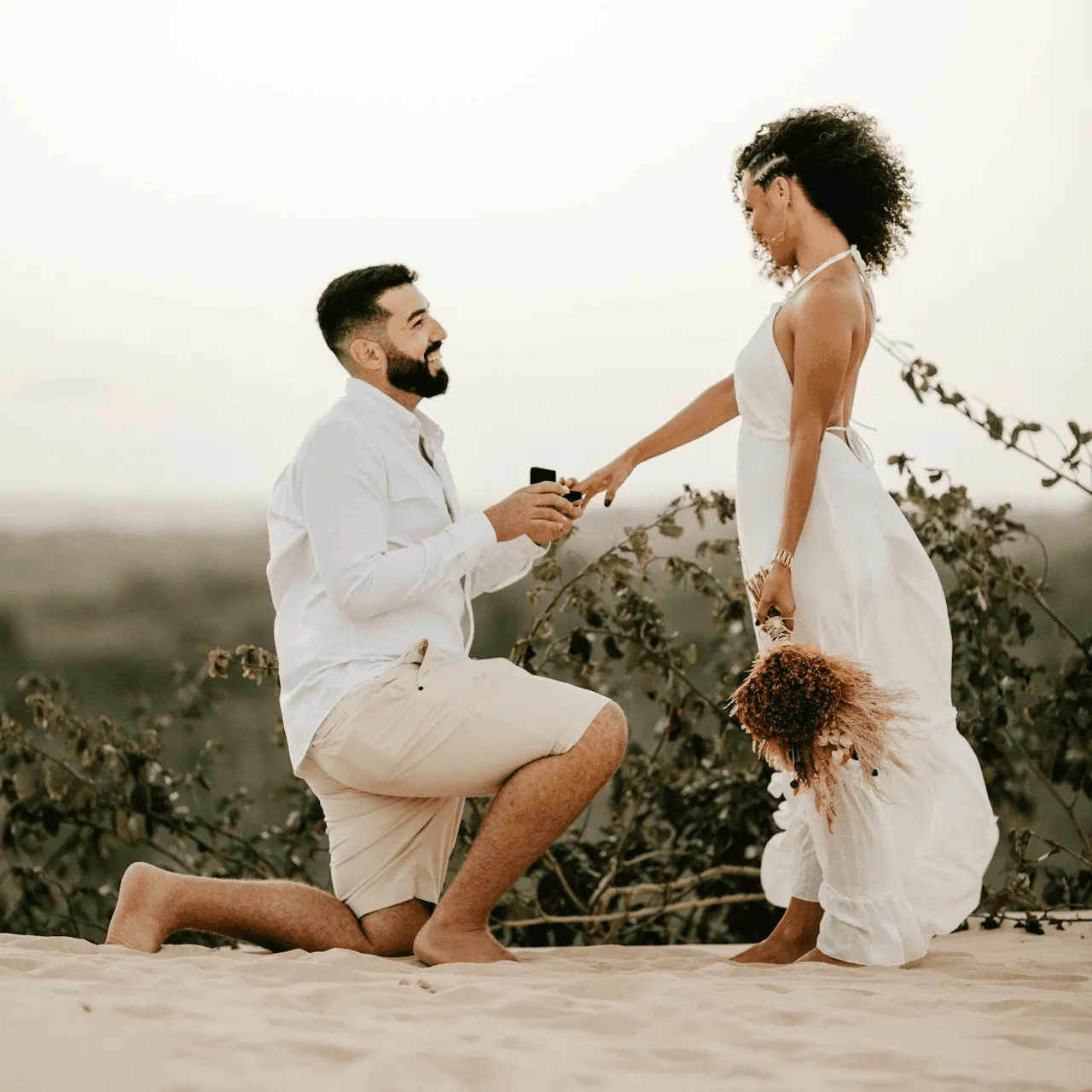 A man asking his partner in marriage