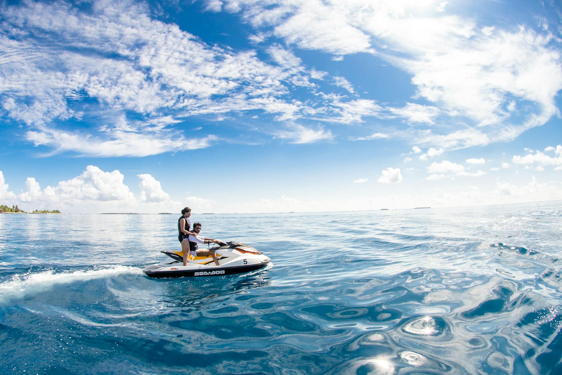 Man with surfing with paddle