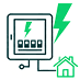 Icône d'un panneau électrique résidentiel connecté à une maison.