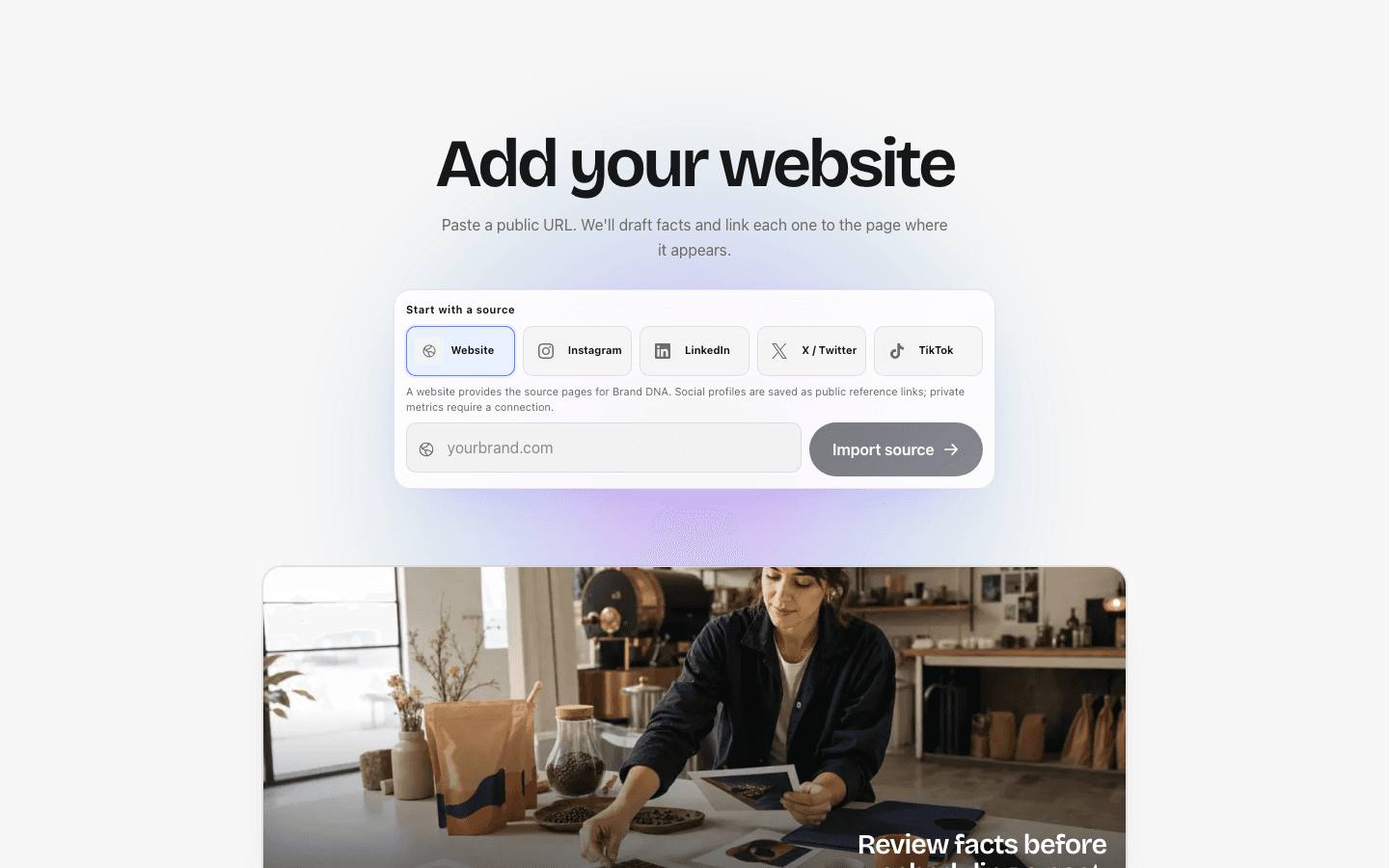 Brandloop: add your website — source intake