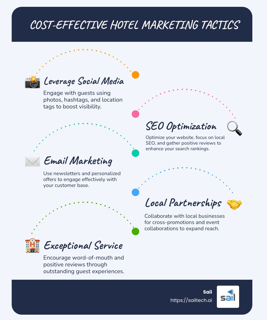 Cost-effective hotel marketing strategies infographic - cost-effective hotel marketing infographic infographic-line-5-steps-blues-accent_colors