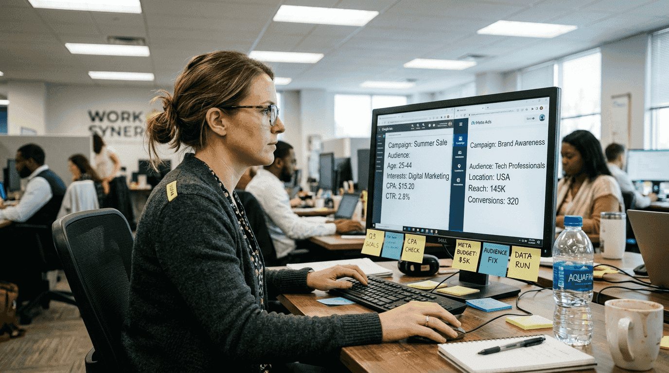 Analyst reviewing ad platform customer profiles