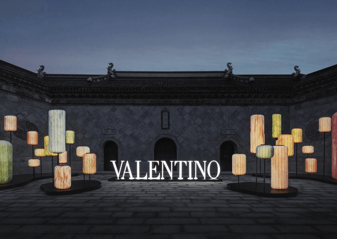Valentino "Radiant Lights, Dream in Motion" — lantern installation at Tianhou Temple, Shanghai, 2026. Credit: © Jing Daily.