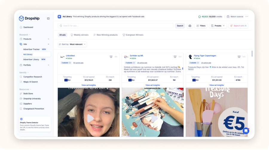 Dropship.io homepage