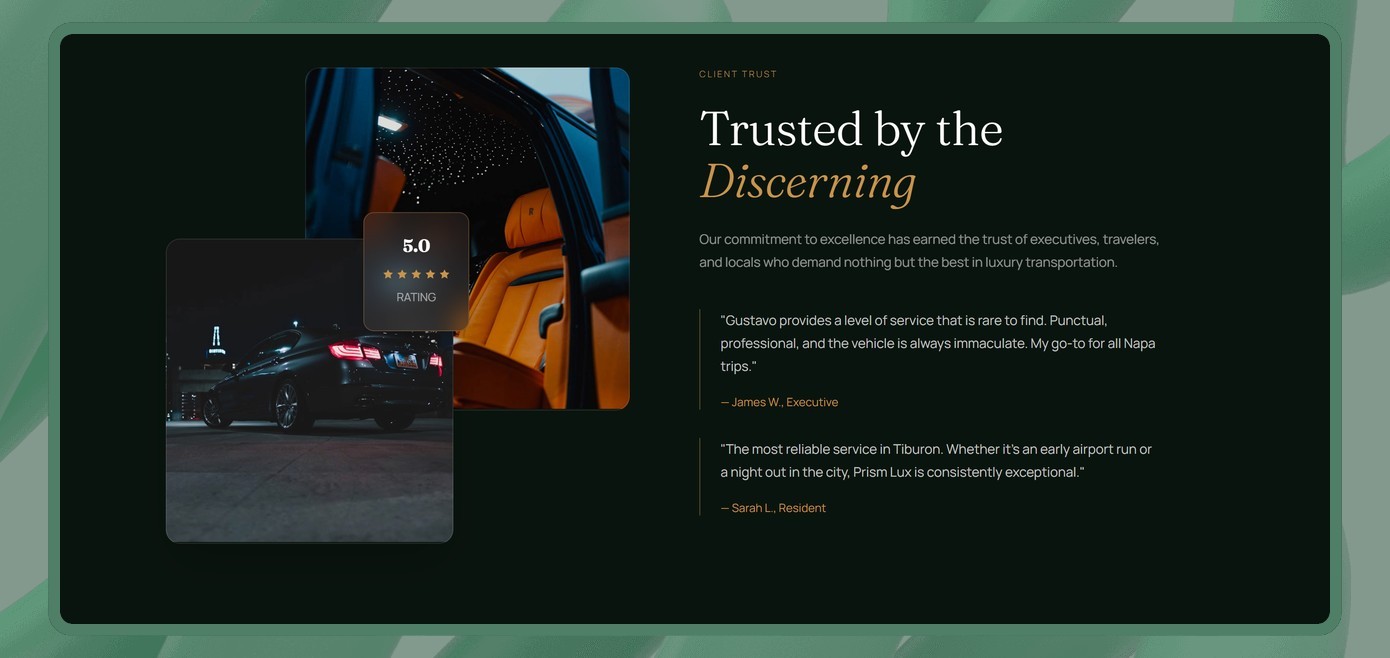 Prism Lux website, desktop view
