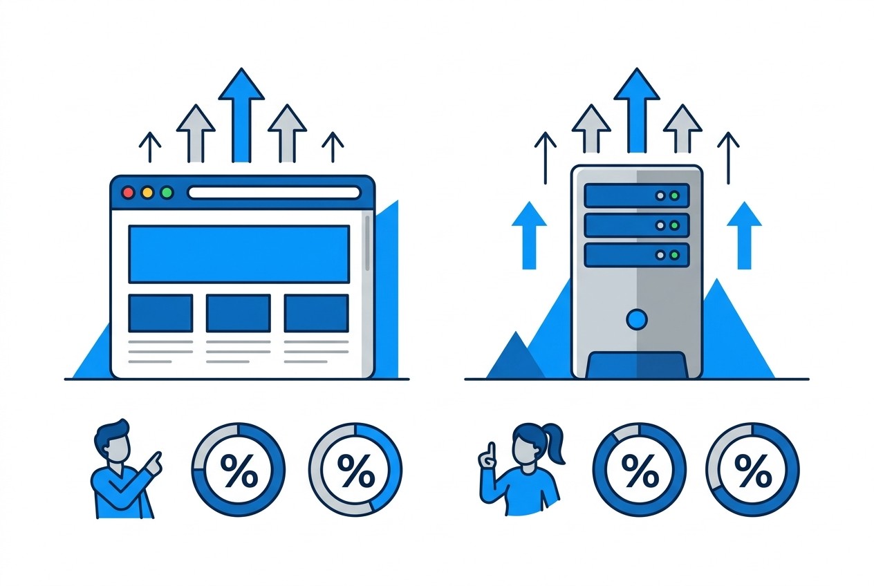 従来のクライアントサイド計測（左）では広告ブロッカーやITPの影響を受けやすく、サーバーサイド計測（右）ではこれらの制限を回避して高精度な計測を実現できる。