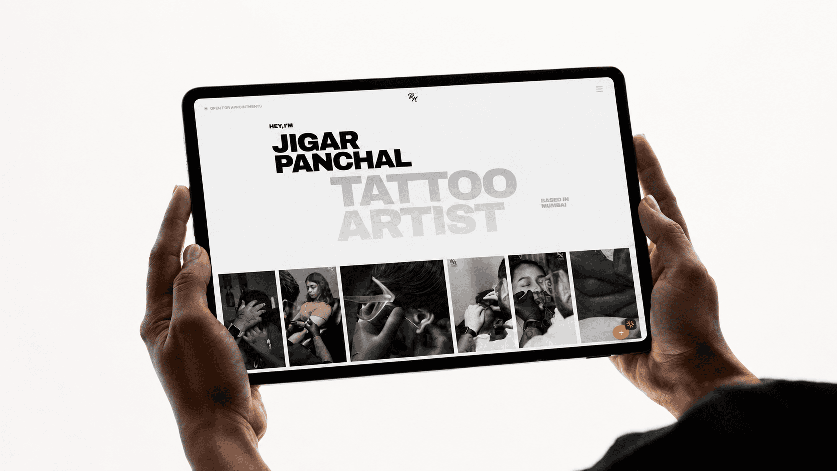 BBMh website project thumbnail showcasing a bold, responsive portfolio experience designed for a tattoo artist and personal brand.