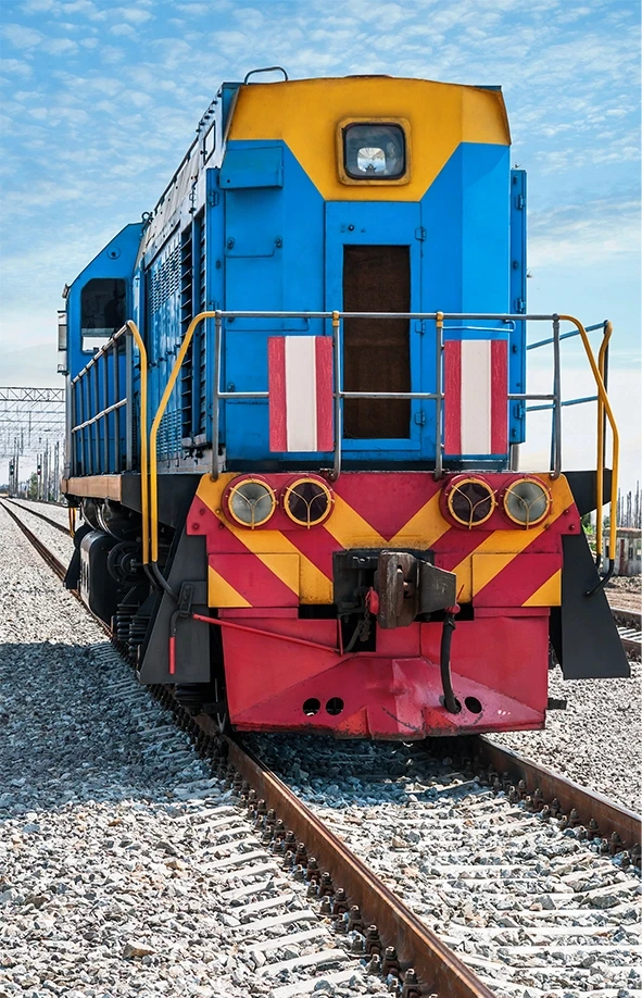 Freight train near a depot featured on a page about Stockton railroad accident lawyers