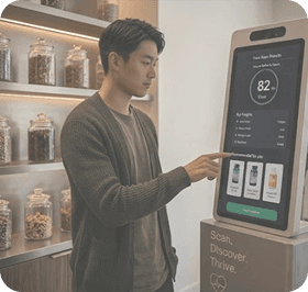 remote vitals health scan using a kiosk