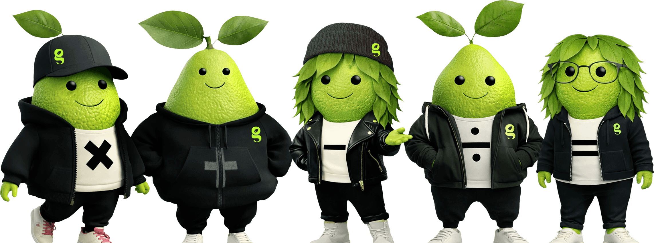 Illustration ofa group of Guava characters in a row