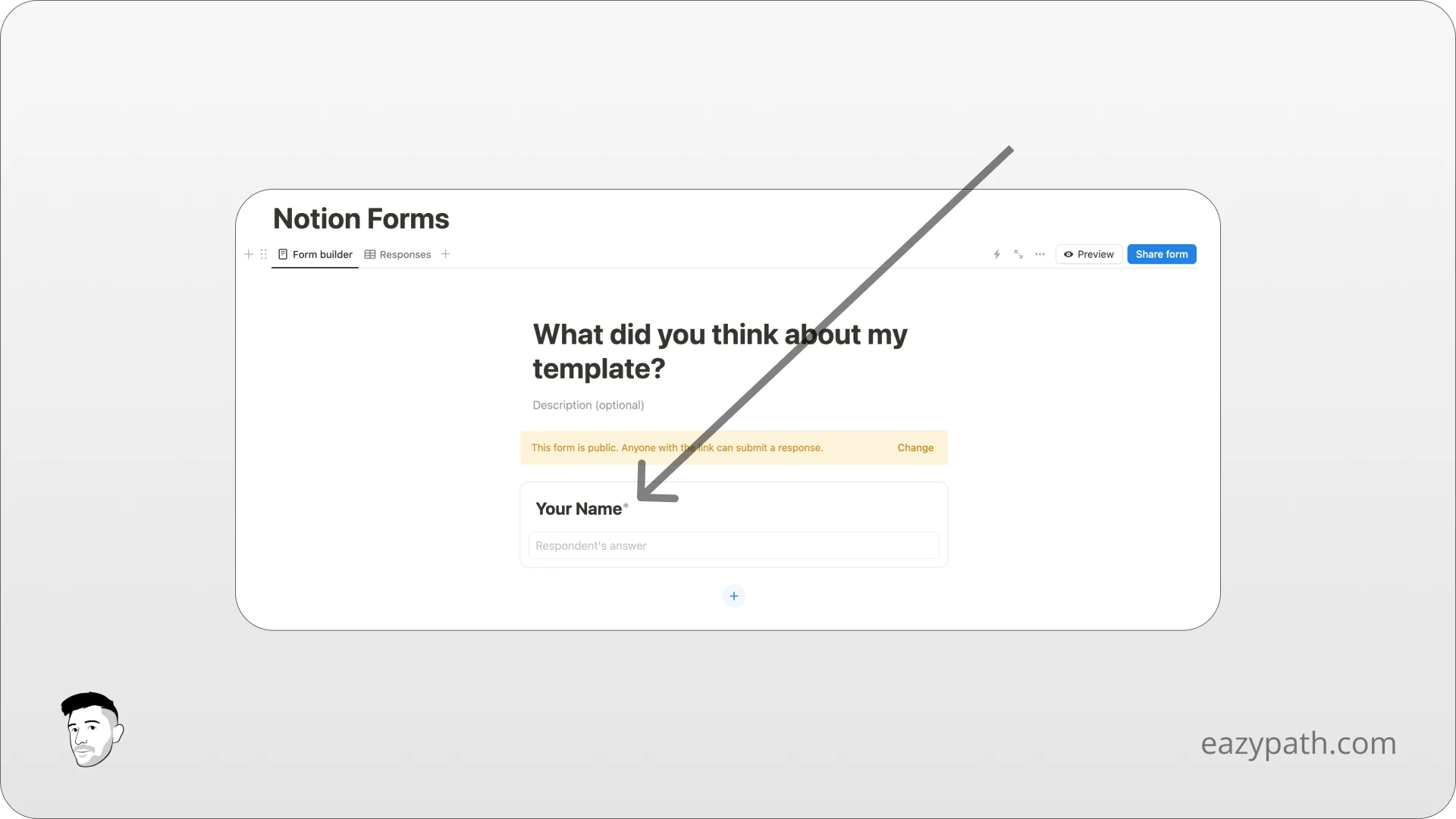 How To Create A Simple Form In Notion - Form Your Name Field