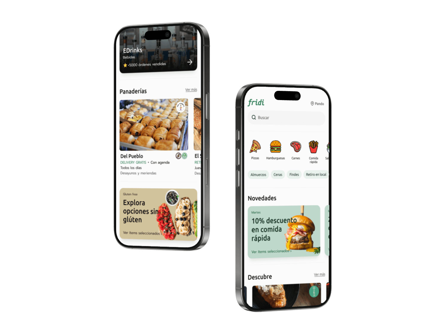 Prototipo página de inicio de Fridi App