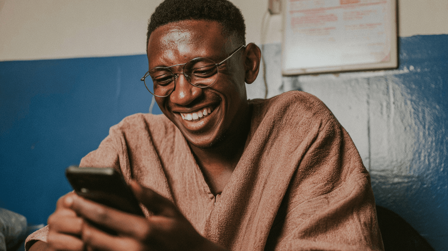 Person climbing a colorful outdoor bouldering wall.