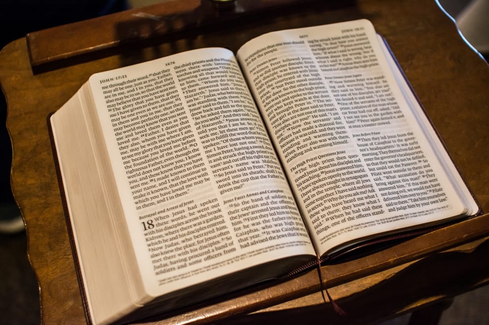 aerial shot of bible