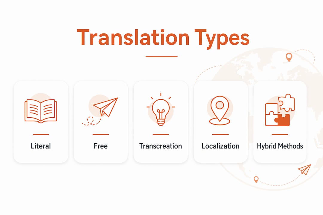 Infographic illustrating main translation types