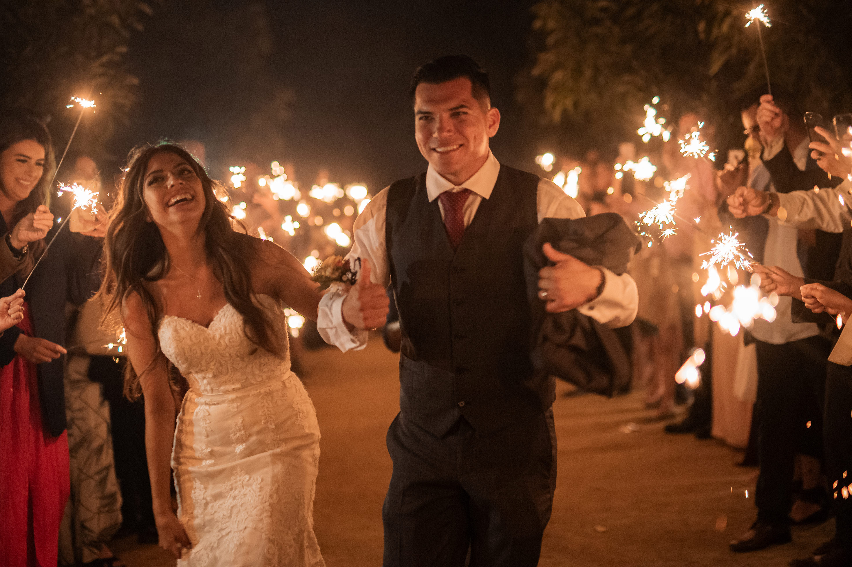 Sparkler exit photo at Gerry Ranch wedding