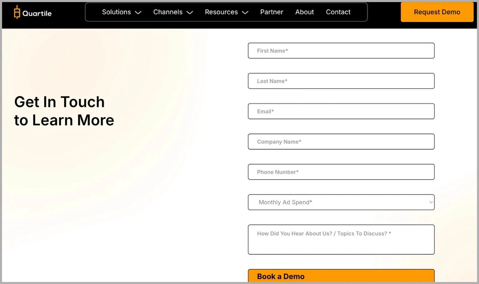 Enter details and book a demo to receive Quartile pricing @@ Enter details and book a demo to receive Quartile pricing