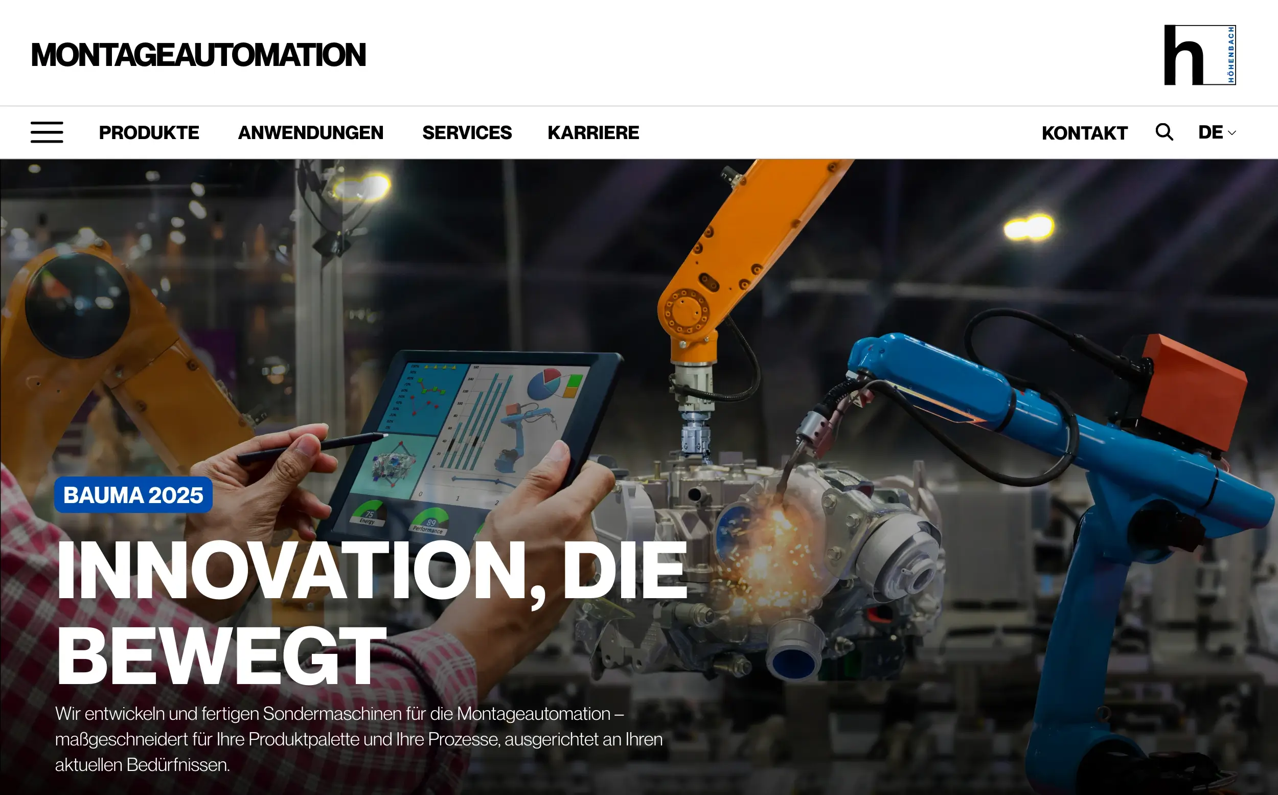 Website-Auschnitt (Maschinenbau-Unternehmen)